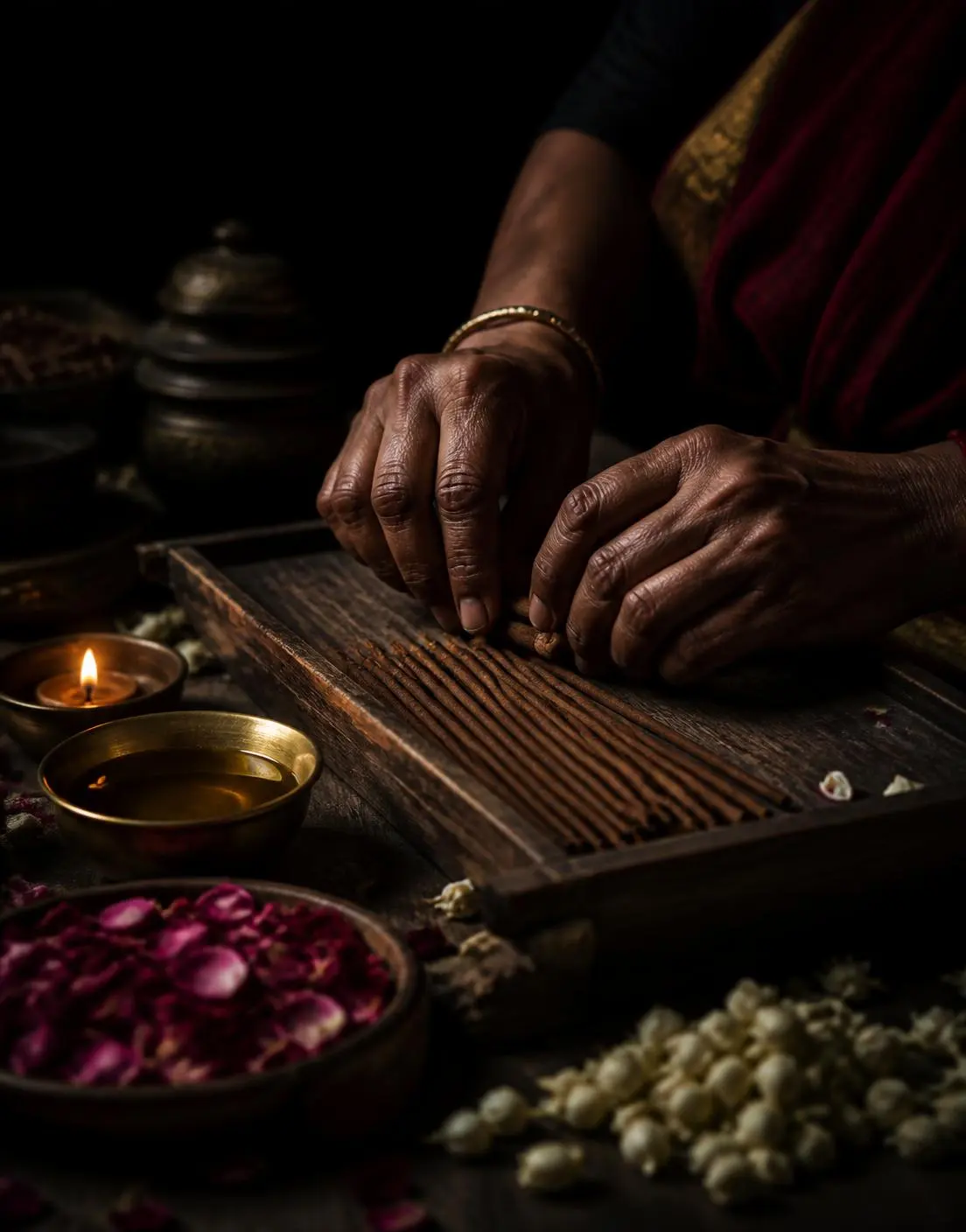 Artisan handcrafting incense